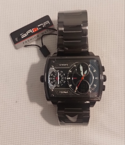 Sanda Digi-Ani, Triple Time Zone, Multi-function Stainless Bracelet Watch - Picture 2 of 10